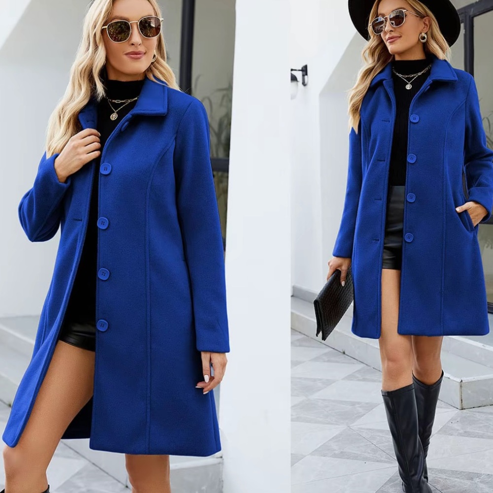 Womens Pea Coat Elegant
Overcoat Single Breasted Winter Coat